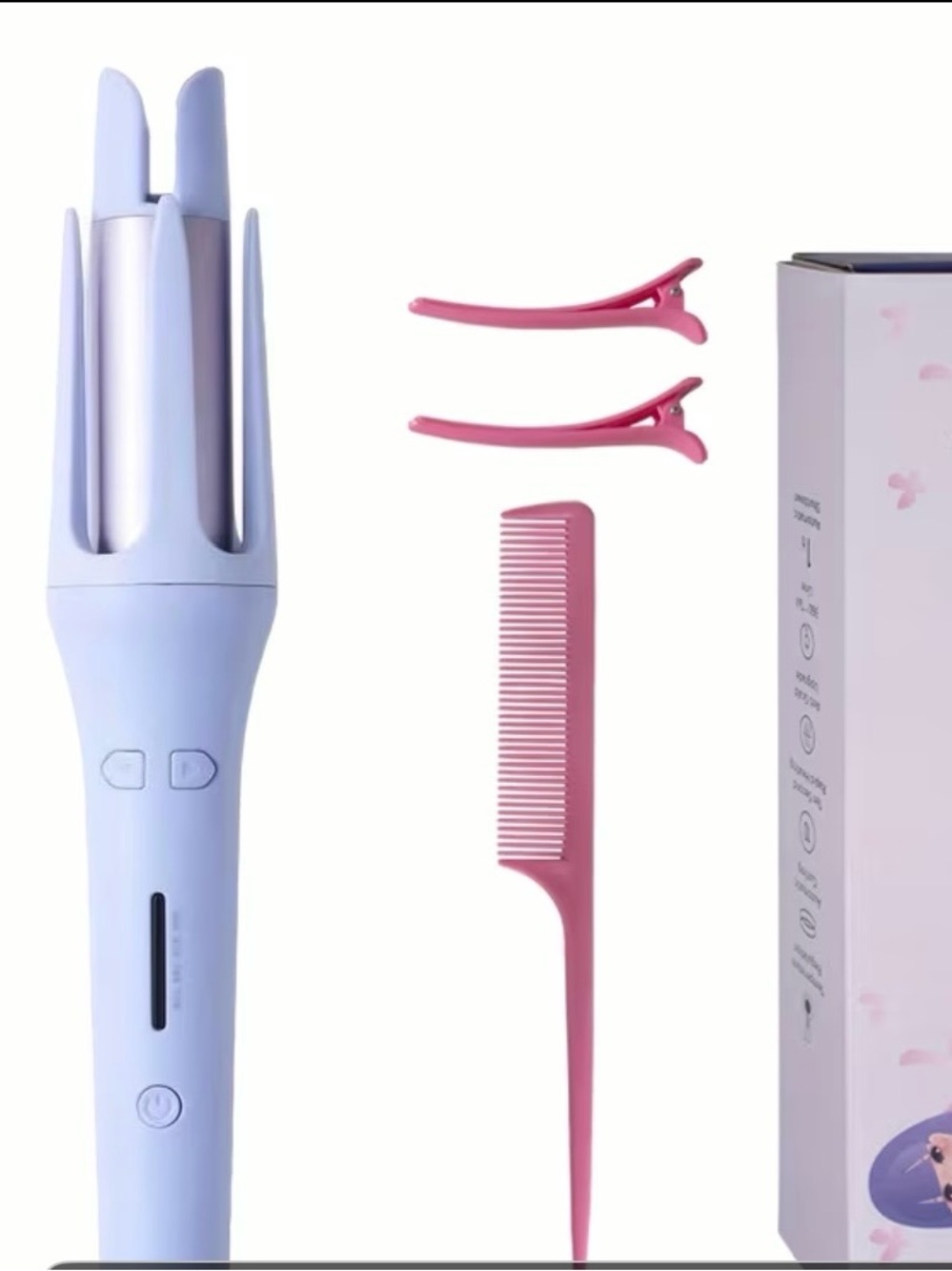 Corded Curling Bar with Pink Accessories - Pastel Lavender